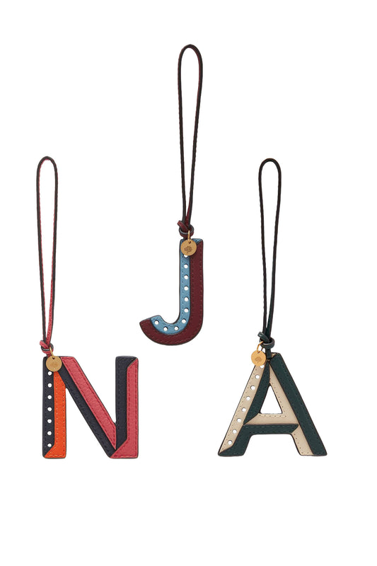 Alphabet Leather Colourblock Keyring