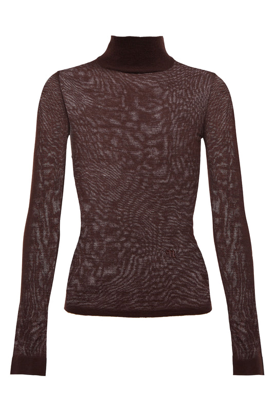 Harri Sheer Mockneck Wool Top
