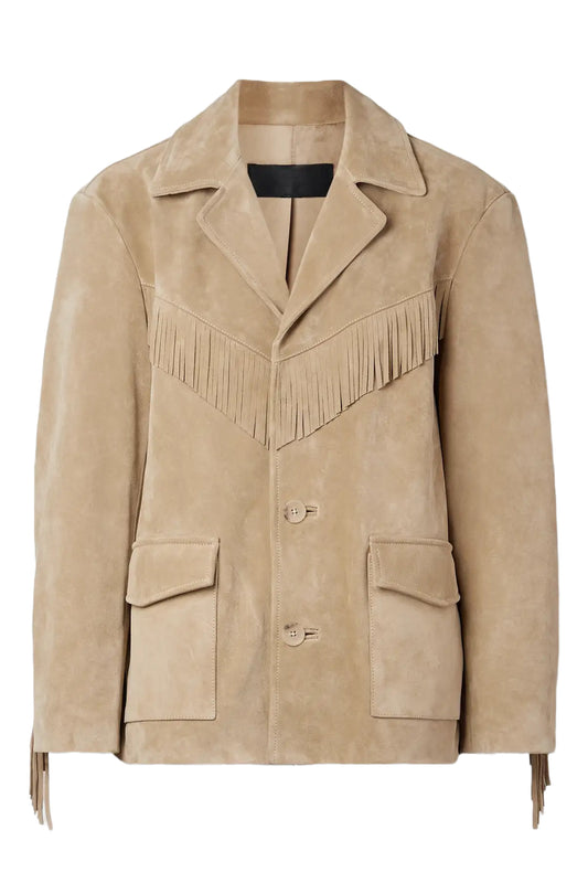 Coline Fringed Oversized Suede Jacket