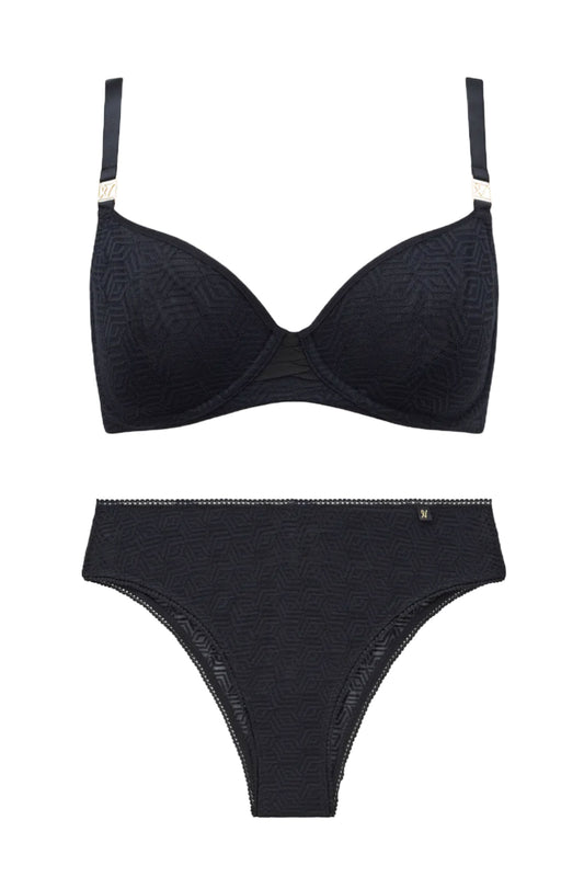 The Lift Black Balcony Bra And Briefs