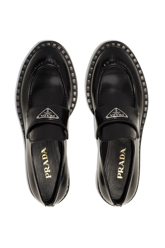 Triangle-Logo Leather Loafers