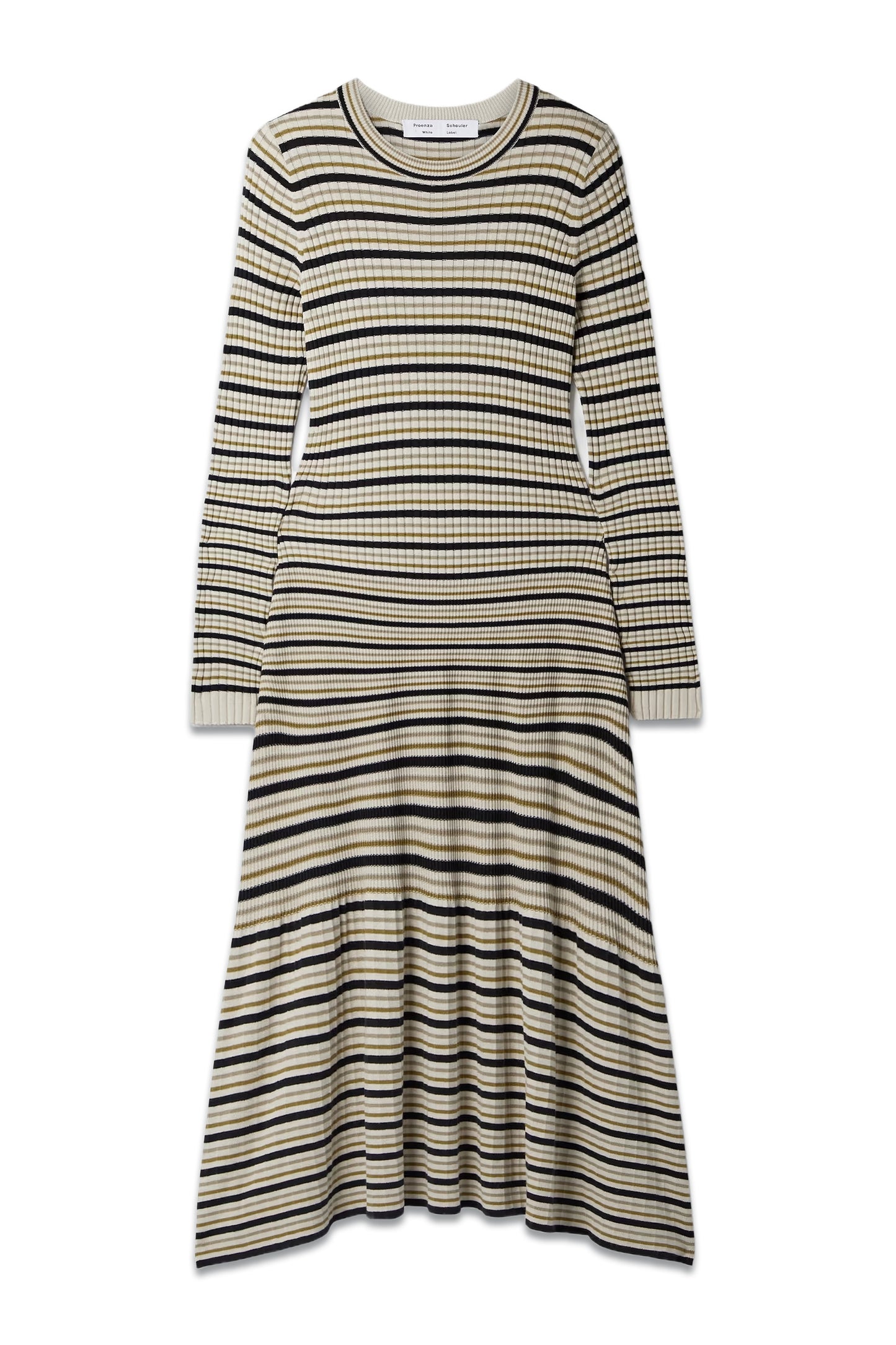 Ribbed Striped Cotton and Silk-blend Midi Dress