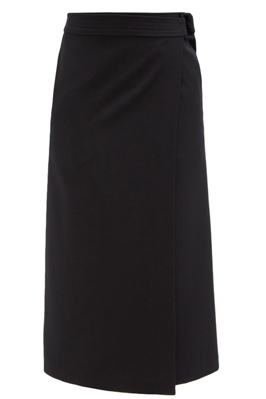 Belted A-Line Wool Wrap Skirt