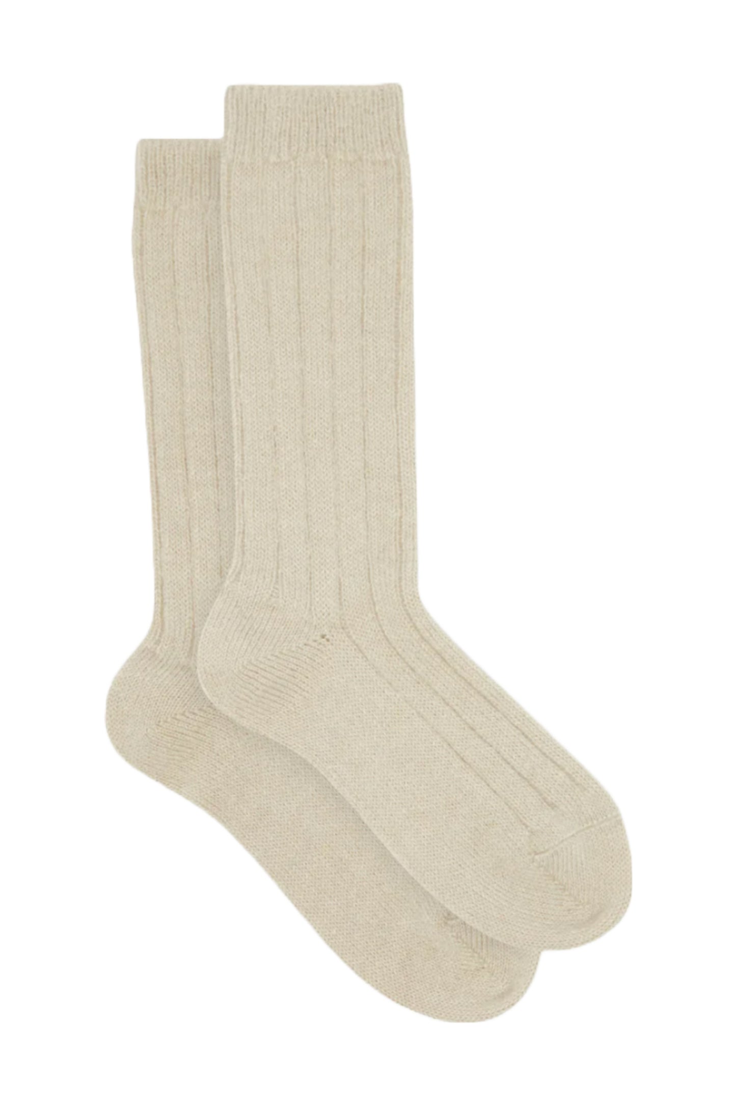 Beige Ribbed Mohair-blend Socks