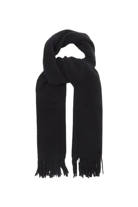 Oversized Black Bobbly-wool Scarf