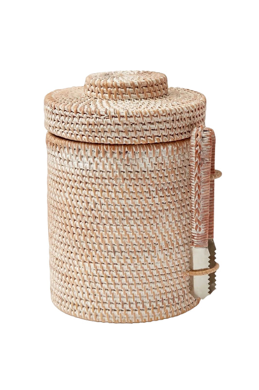 White Rattan Ice Bucket