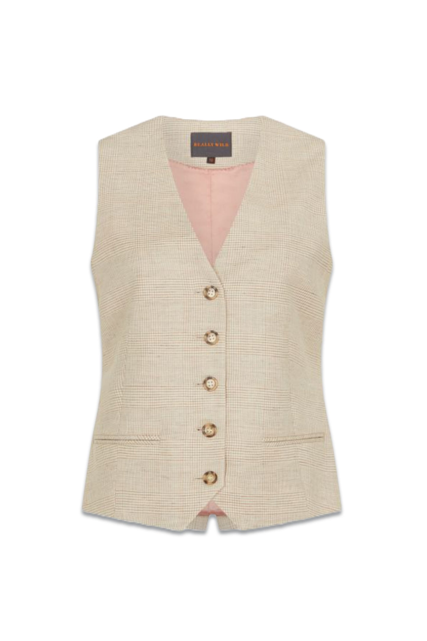 Linen Blend Check Waistcoat