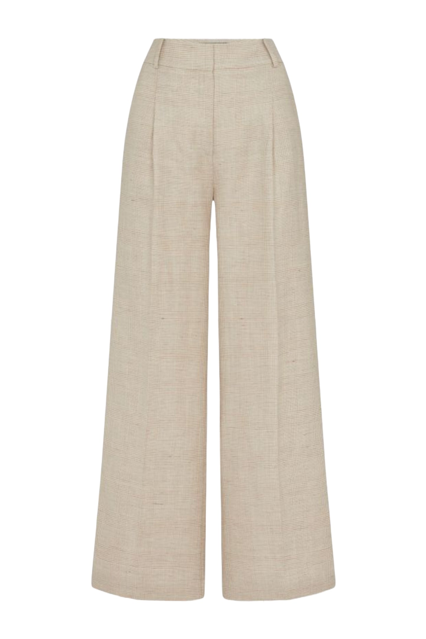 Linen Blend Wide Leg Pleated Trouser