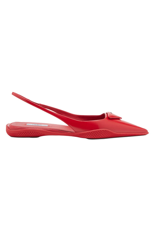 Triangle-logo Leather Slingback Flats