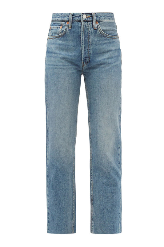 Rigid Stove Pipe High-Rise Straight-Leg Jeans