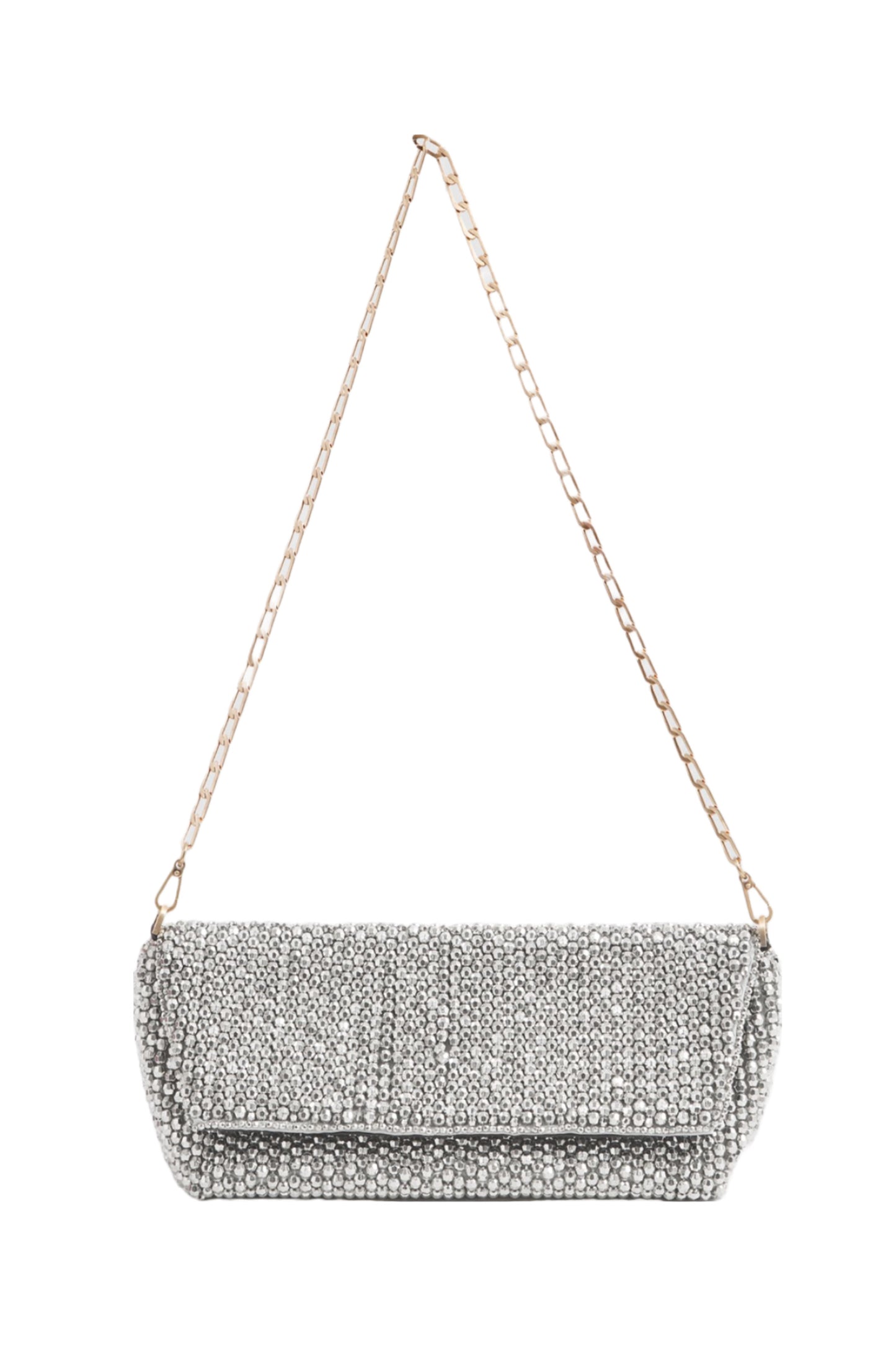 Bead Embellished Chain Strap Clutch