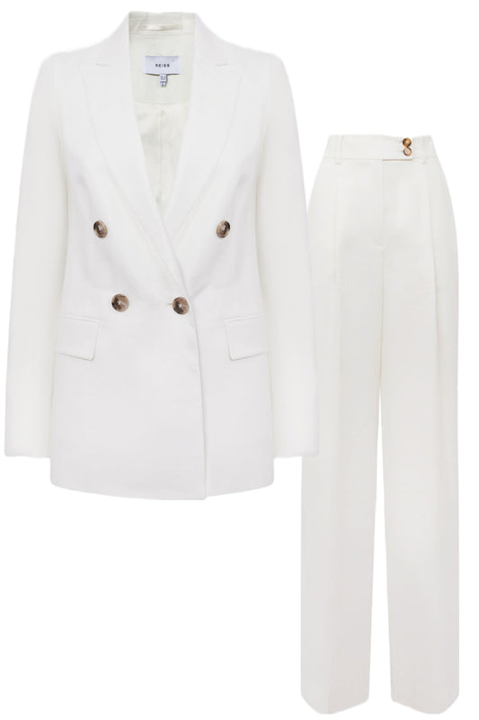 Double Breasted Linen Blazer And Linen Trousers