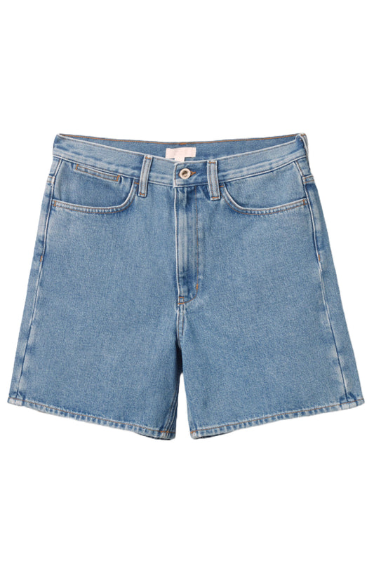 Light Blue Relaxed-fit Denim Shorts