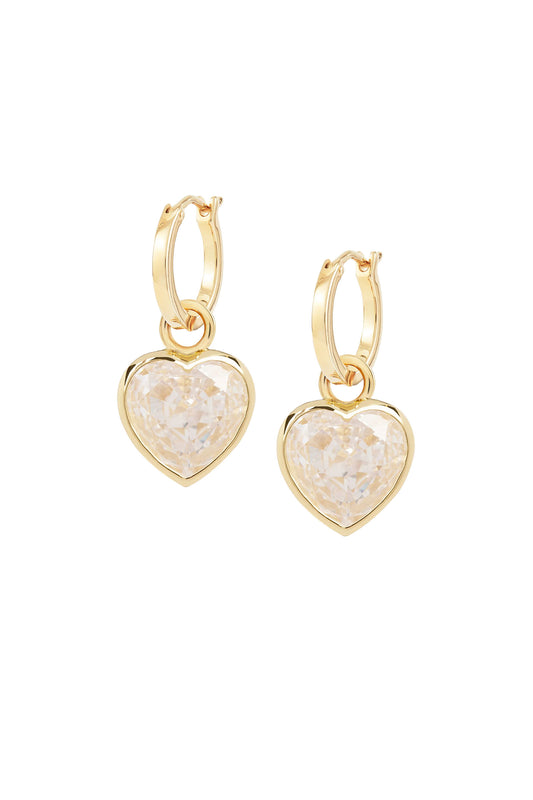 Heart Stone Charm Hoops