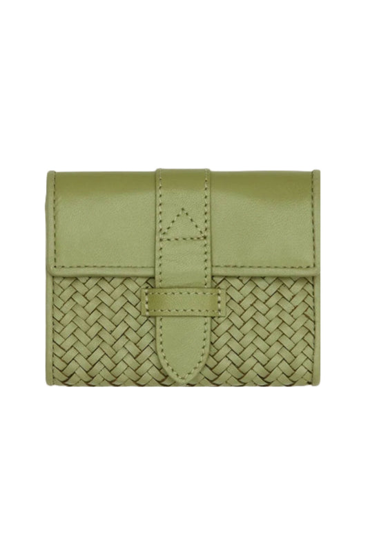 Sage Handwoven Leather Card Holder