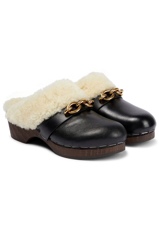 Le Maillon Leather And Shearling Clogs