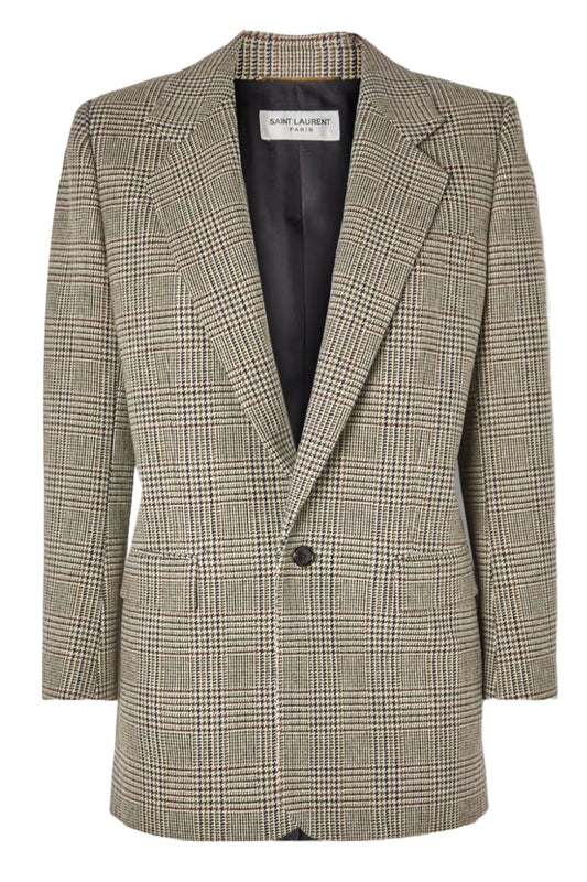 Houndstooth Wool-blend Blazer