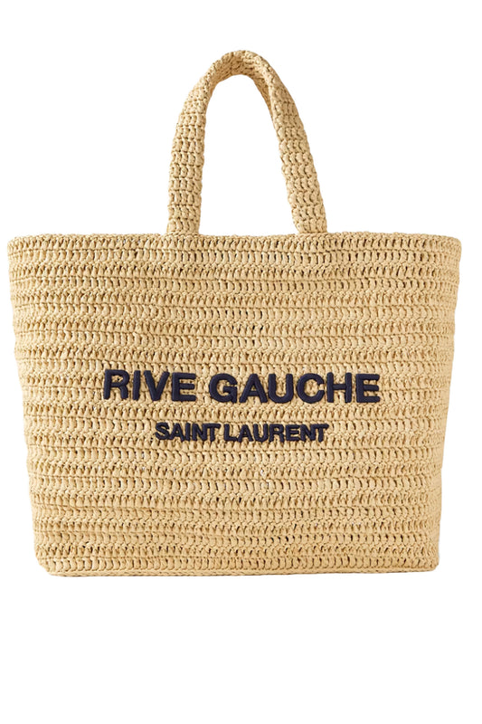 Shopping Embroidered Raffia Tote