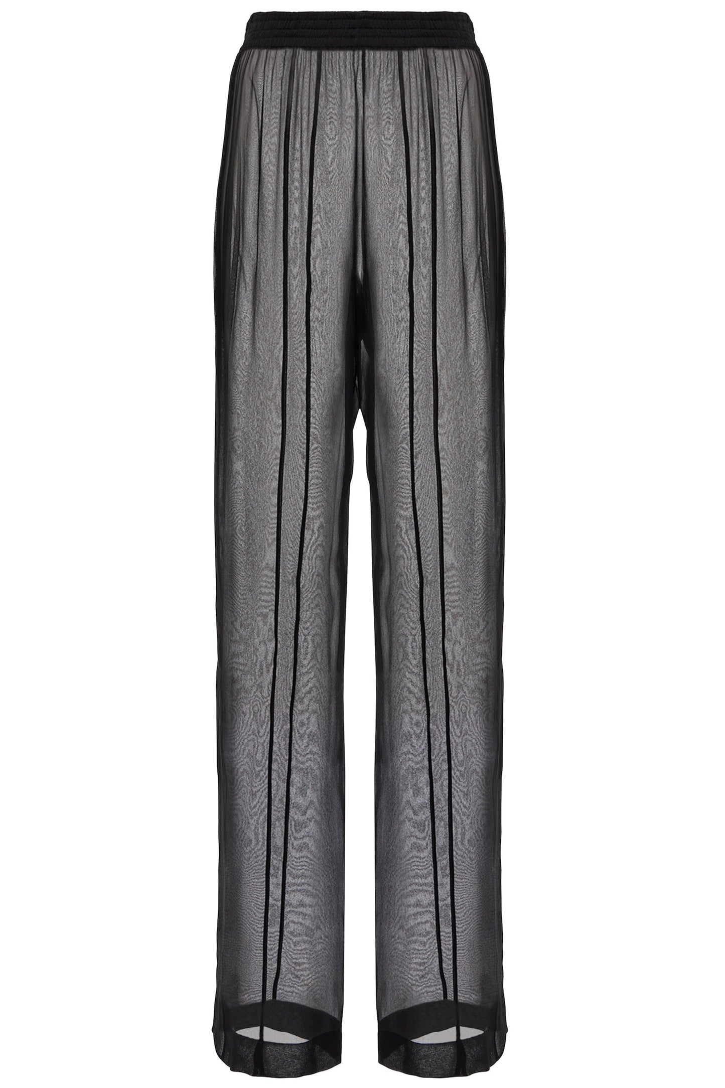 High-Rise Straight Silk Chiffon Pants