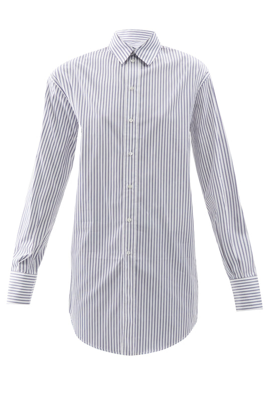 Marcella Striped Longline Cotton-Poplin Shirt