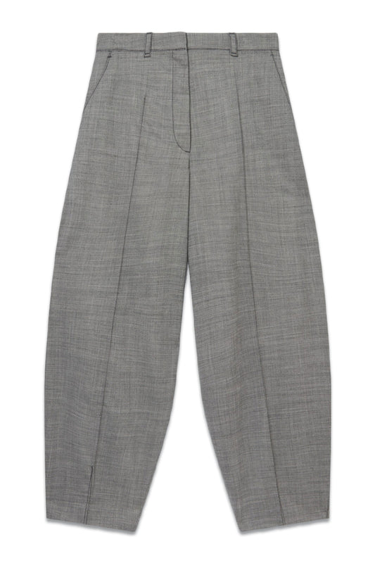 Pleated Balloon Leg Grey Tailored Trousers