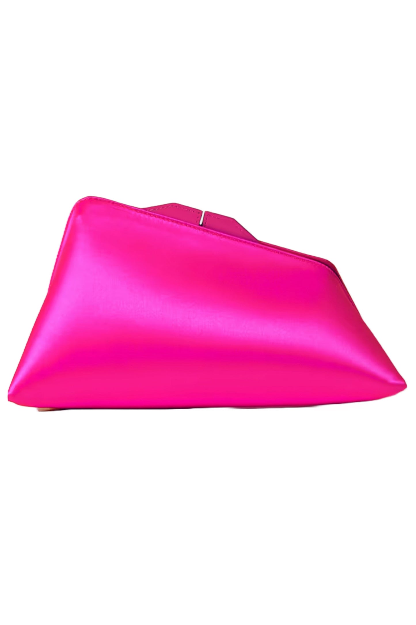 Large Pink Leather-trimmed Satin Clutch