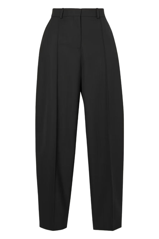 Pleated Woven Straight-Leg Pants