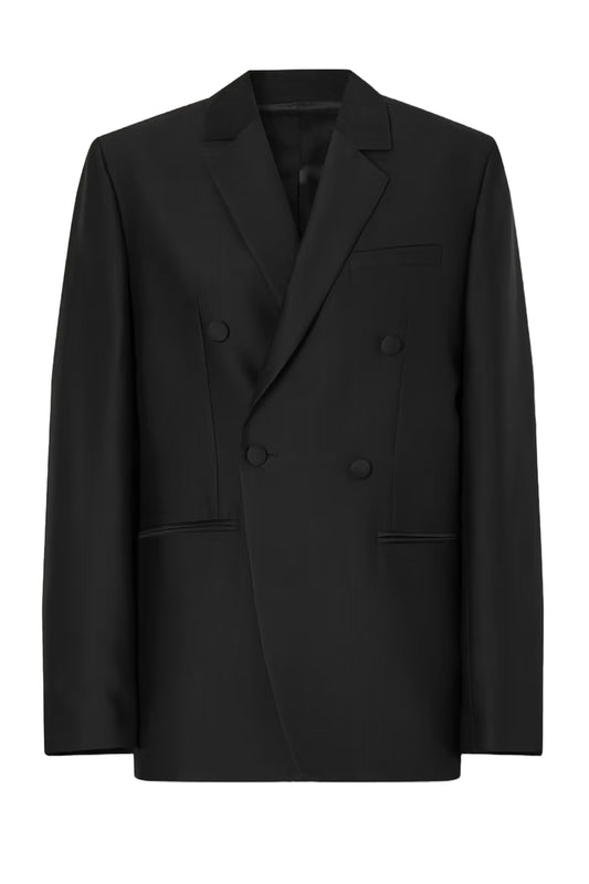 Double-Breasted Sateen Blazer