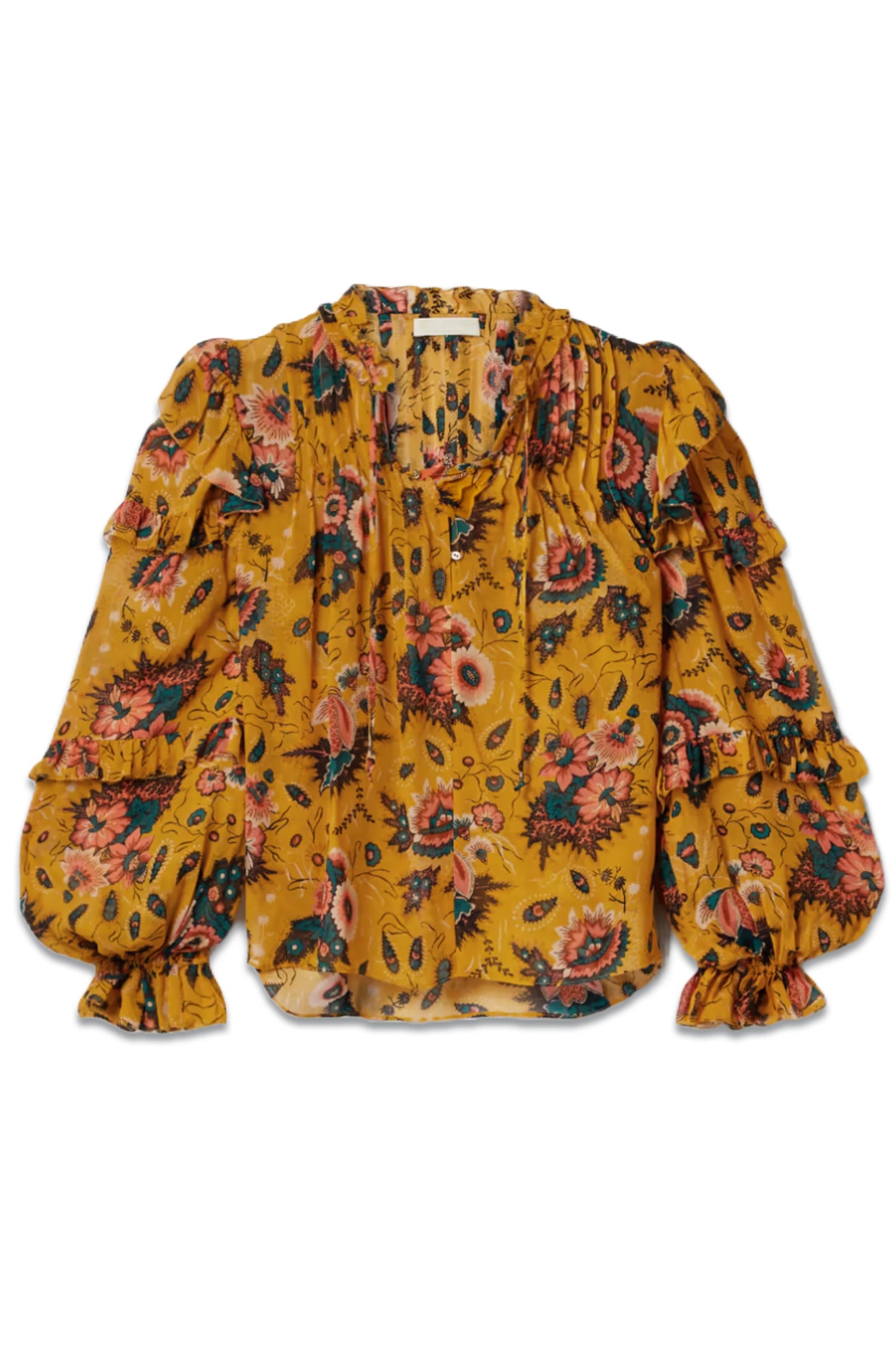 Miray Ruffled Floral-print Silk-georgette Blouse