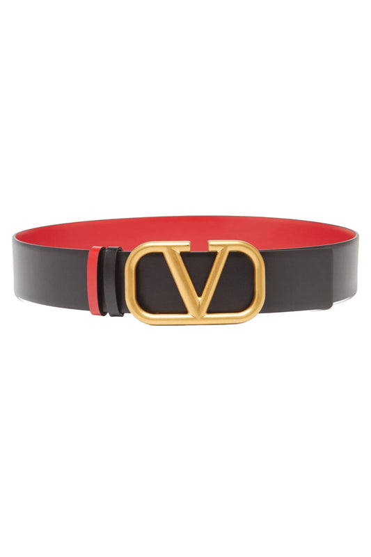V-Logo Reversible Leather Belt