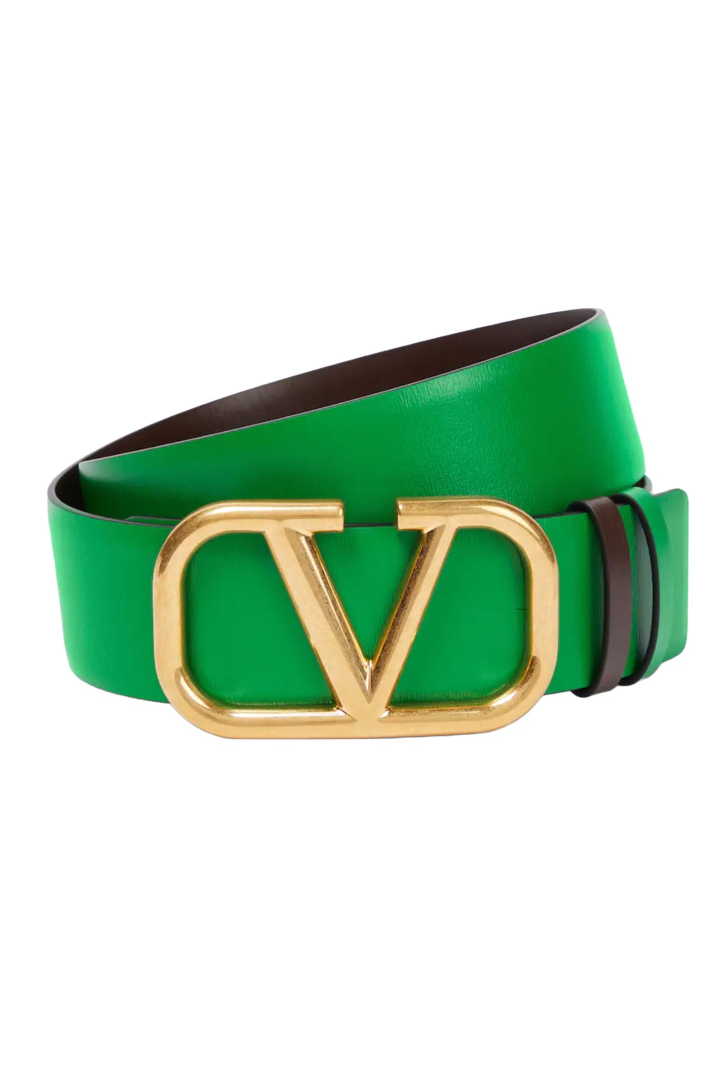 VLogo Reversible Green Leather Belt