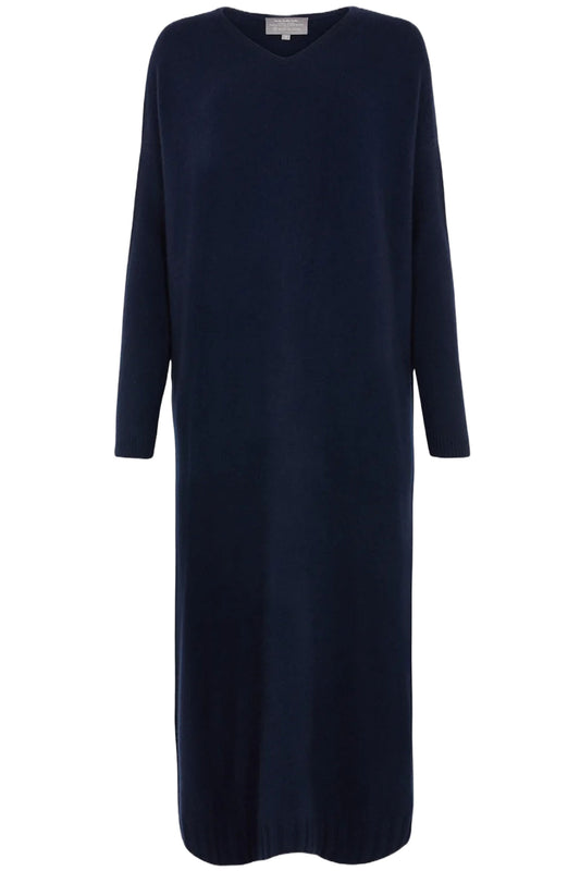 Navy Voluminous Cashmere Dress