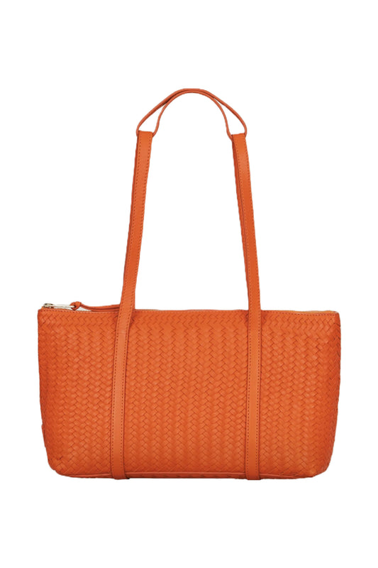 Orange Handwoven Leather East West Bag