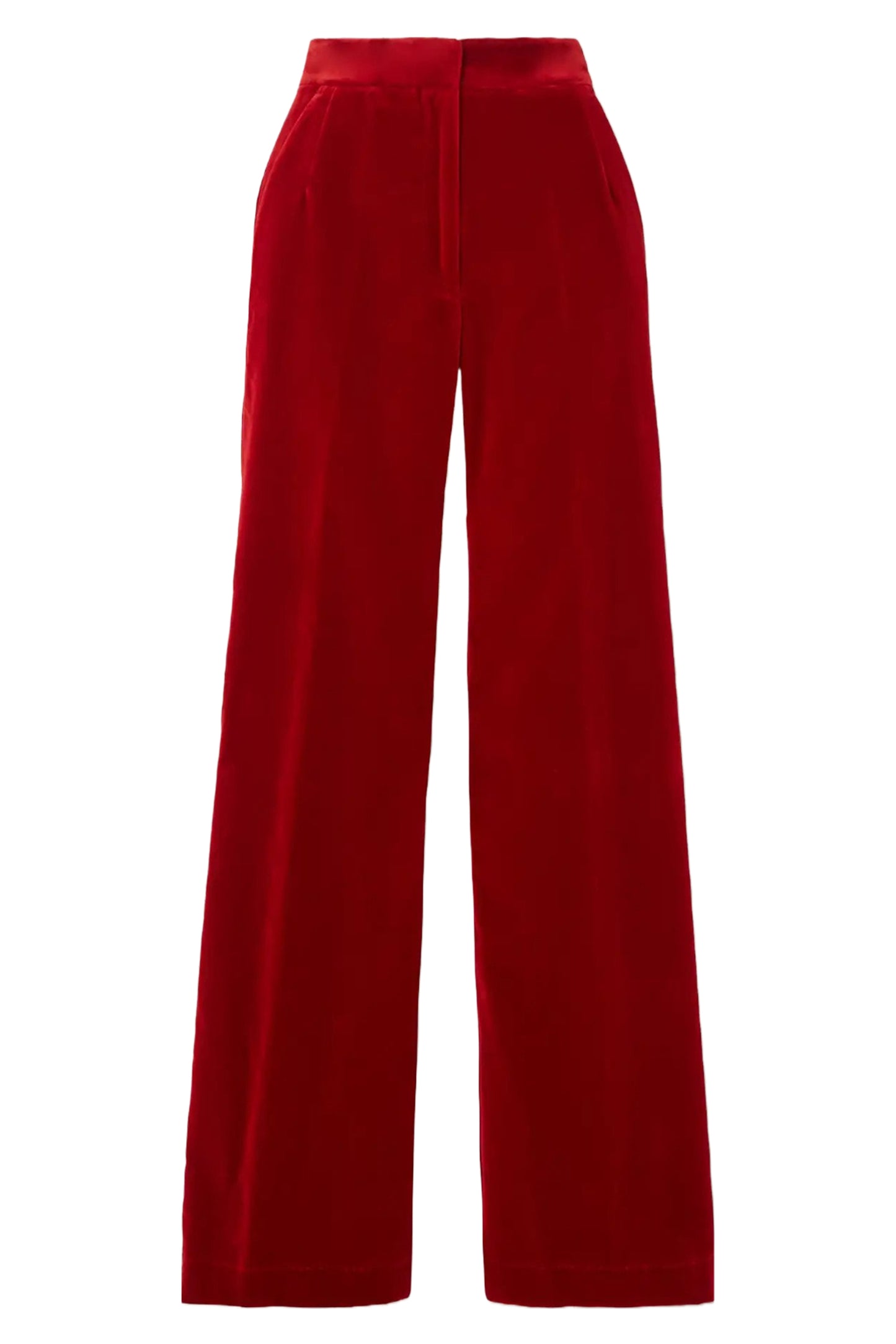 Pleated Red Velvet Wide-leg Pants