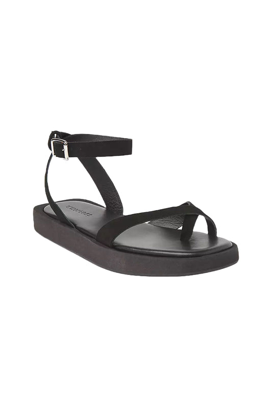 Black Renzo Suede Footbed Sandals