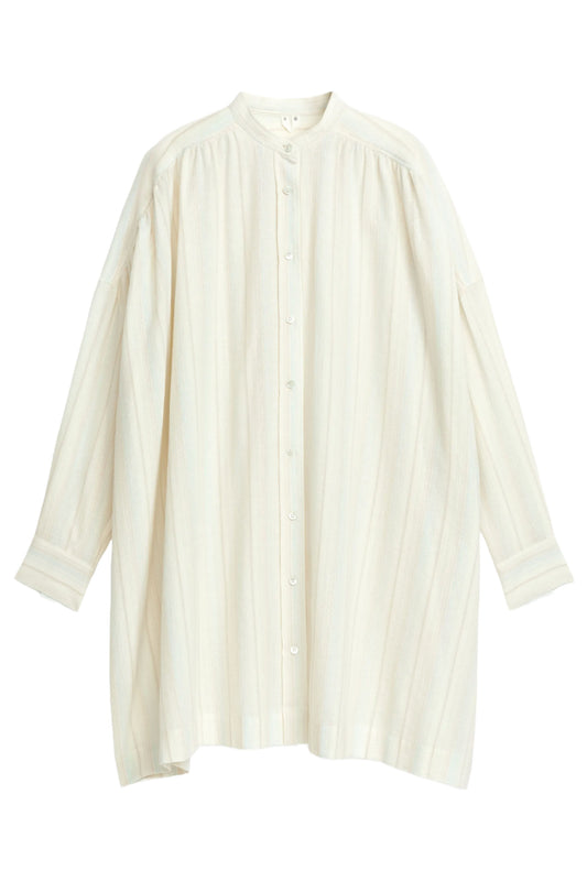 Lightweight Shirt Dress Beige And White