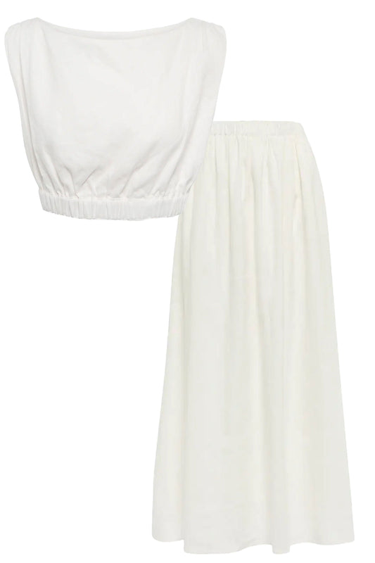 Linen Crop Top And High-rise Maxi Skirt