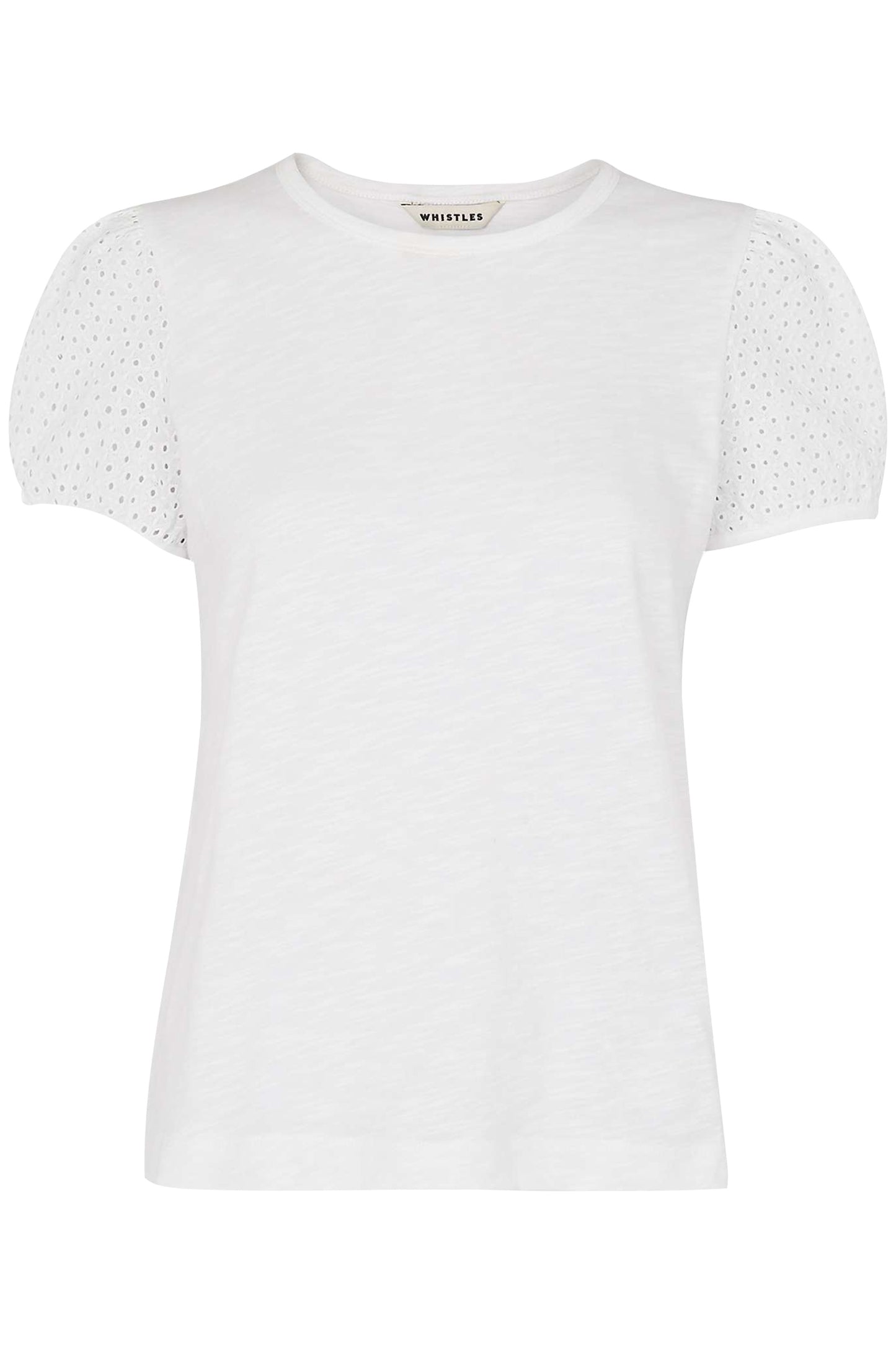 Broderie Puff Sleeve T-Shirt White