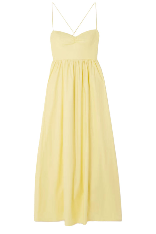 Yellow Dovie Organic Cotton-blend Poplin Midi Dress