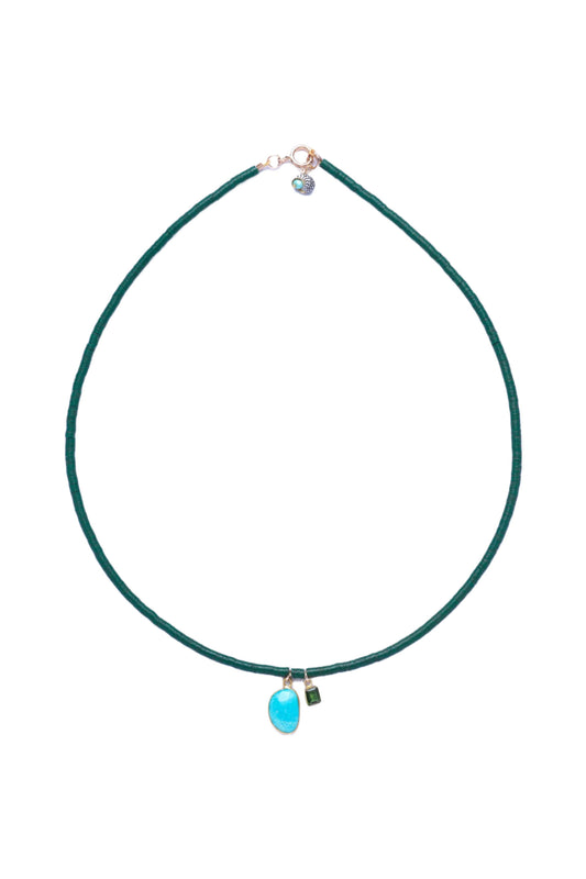 Turquoise, Green And Gold Necklace