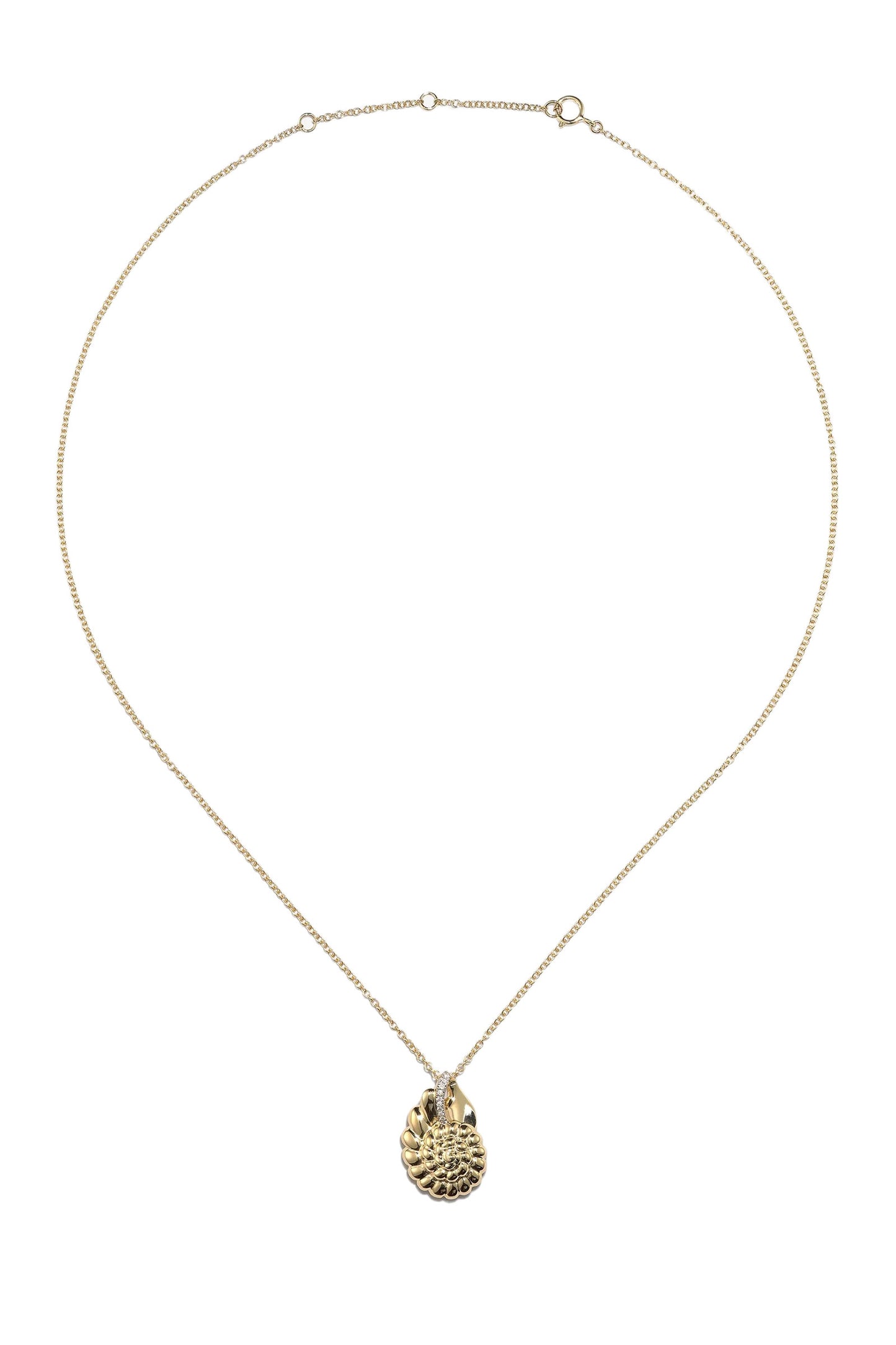 9K Yellow Gold Shell Diamond Necklace