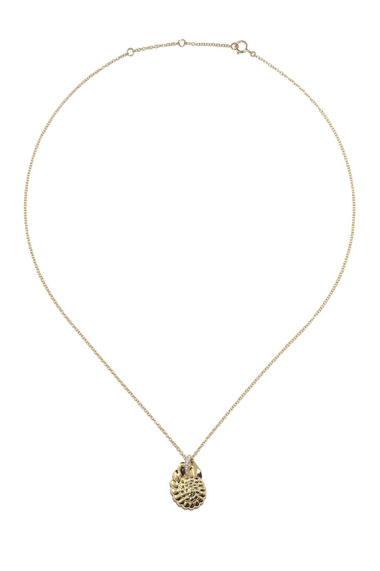 9K Yellow Gold Shell Diamond Necklace